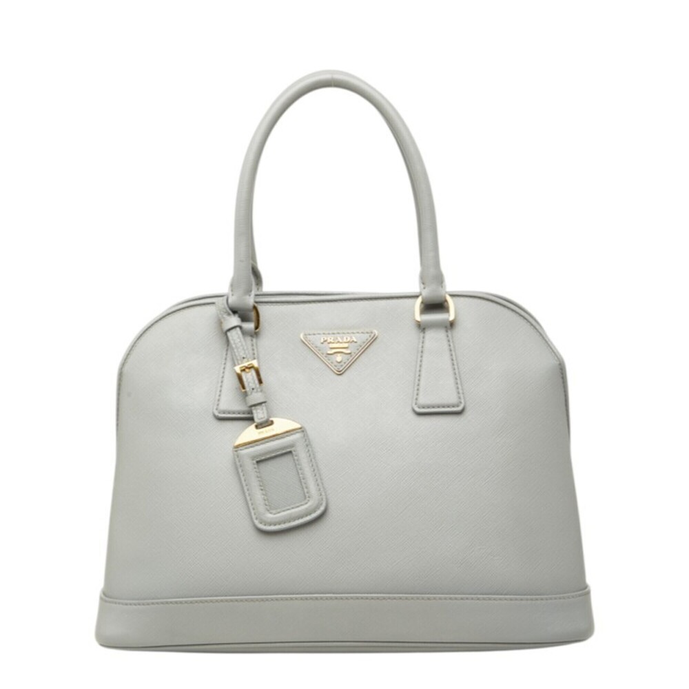 Prada Triangle Logo Plate Handbag BN2567 Blue-Gray Leather Women's PRADA